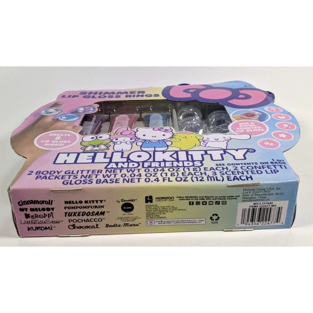 Hello Kitty And Friends Shimmer Lip Gloss Rings - Create 5 Mix -n- Swirl Scented
